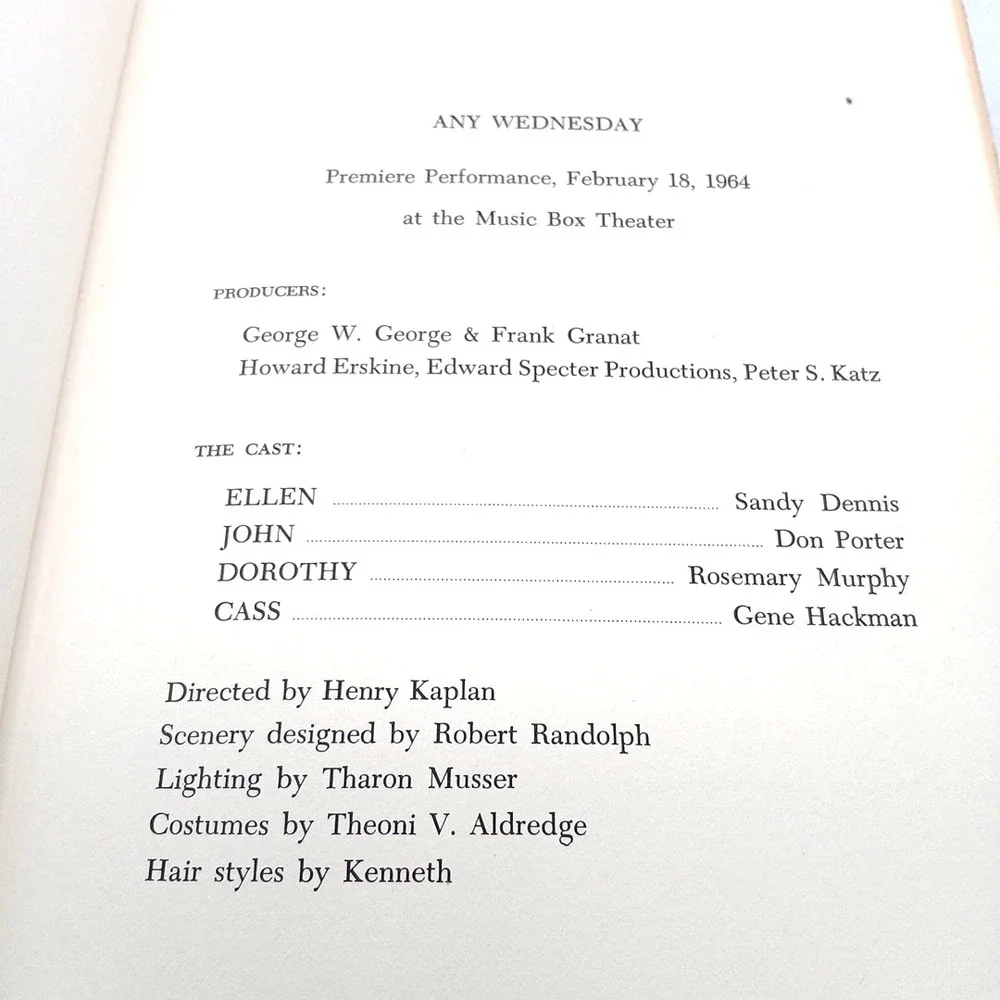 VTG 1964 MURIEL RESNIK ANY WEDNESDAY‎ HC PLAY BOOK